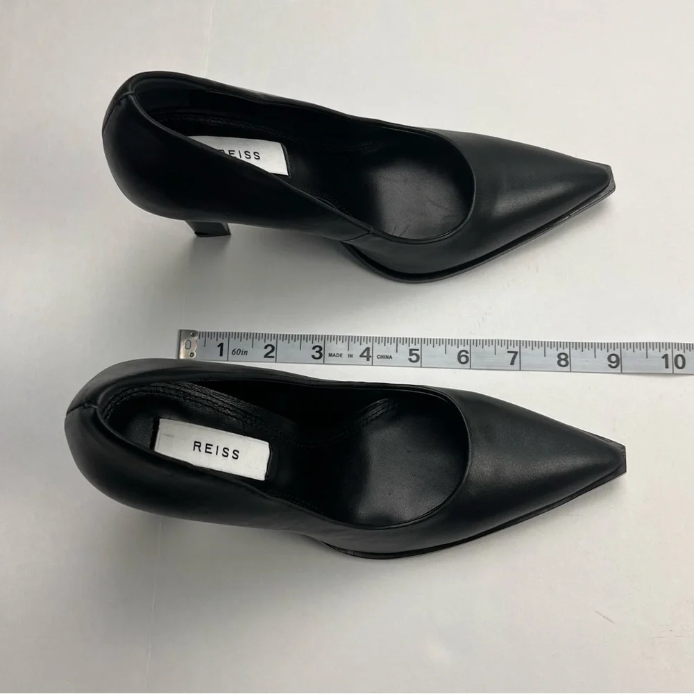 Reiss Womens‎ Size 36 5.5 Black Ada Court Leather 4 inch Heel Shoes Office NEW
